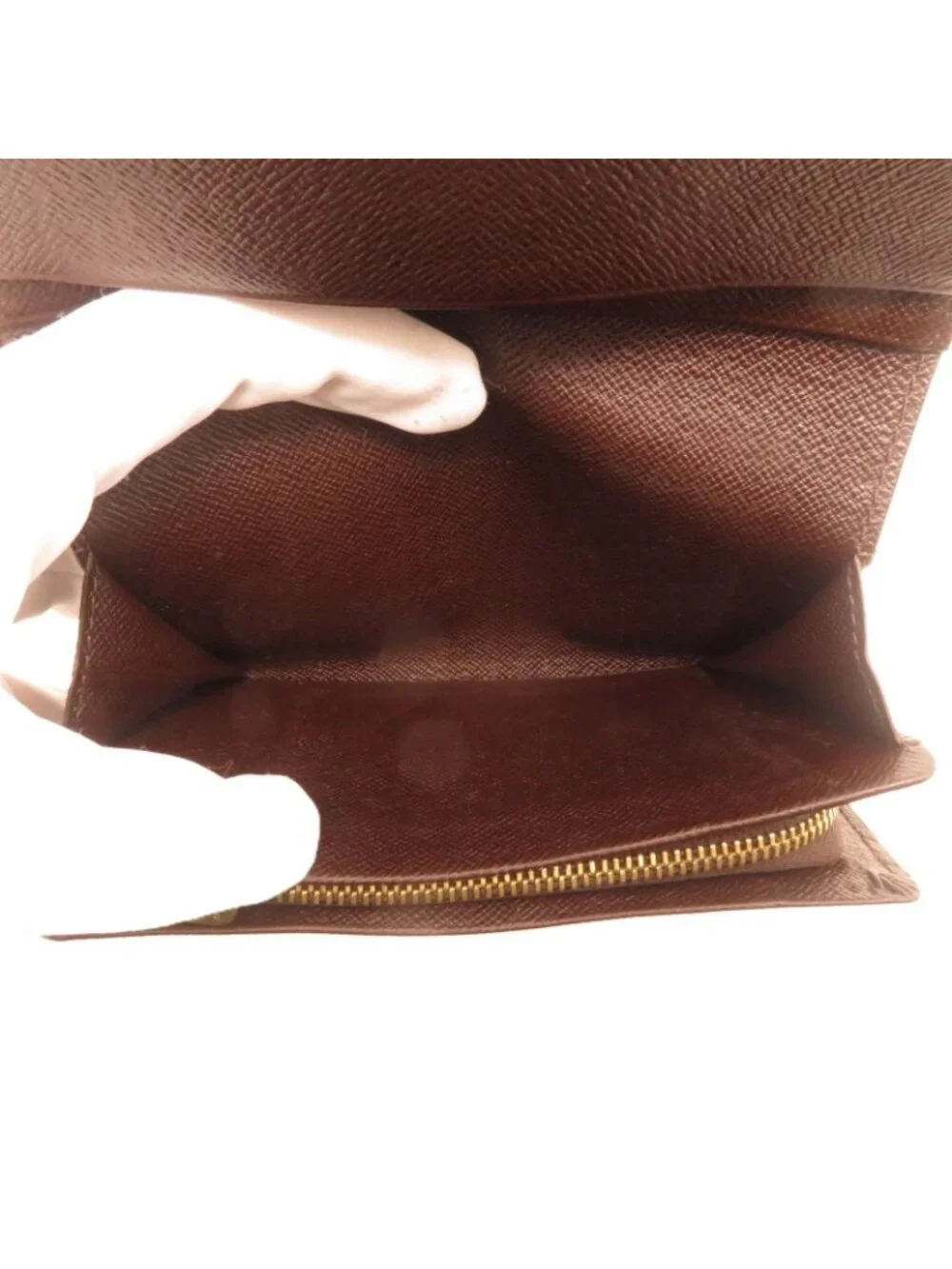Louis Vuitton Porte Monnaie Billets Tresor Damier Wallet Canvas Brown Coin Purse